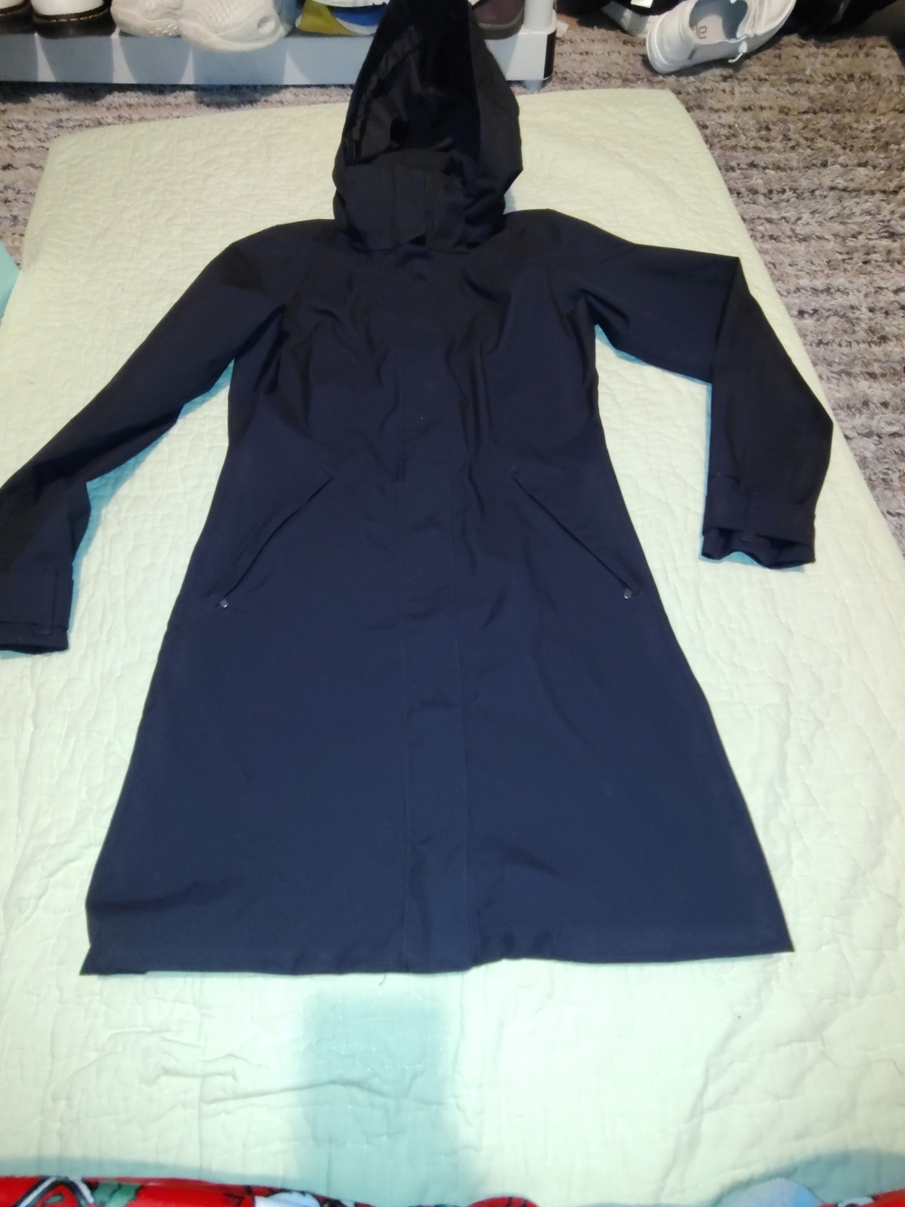 Patagonia Black Hooded Long Pea Coat